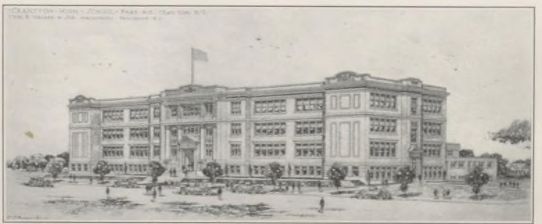 Architect’s drawing of the new Cranston High School on Park Avenue, from the 1926 Cranstonian.